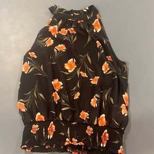 Floral blouse with partial open back